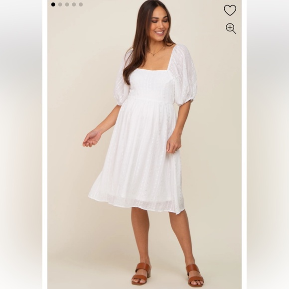 Pinkblush Dresses & Skirts - Pink Blush Ivory Swiss Dot Knee Length Maternity Dress